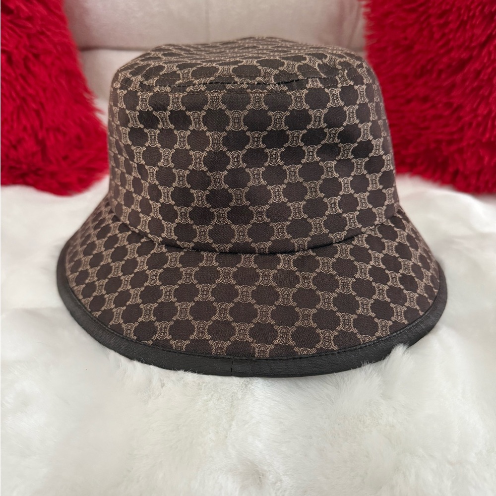 Celine Dark Brown Geometric Bucket Hat